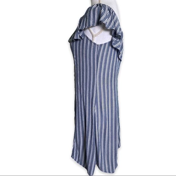 American Eagle Off the Shoulder Blue and White Striped Dress - Picture 2 of 8